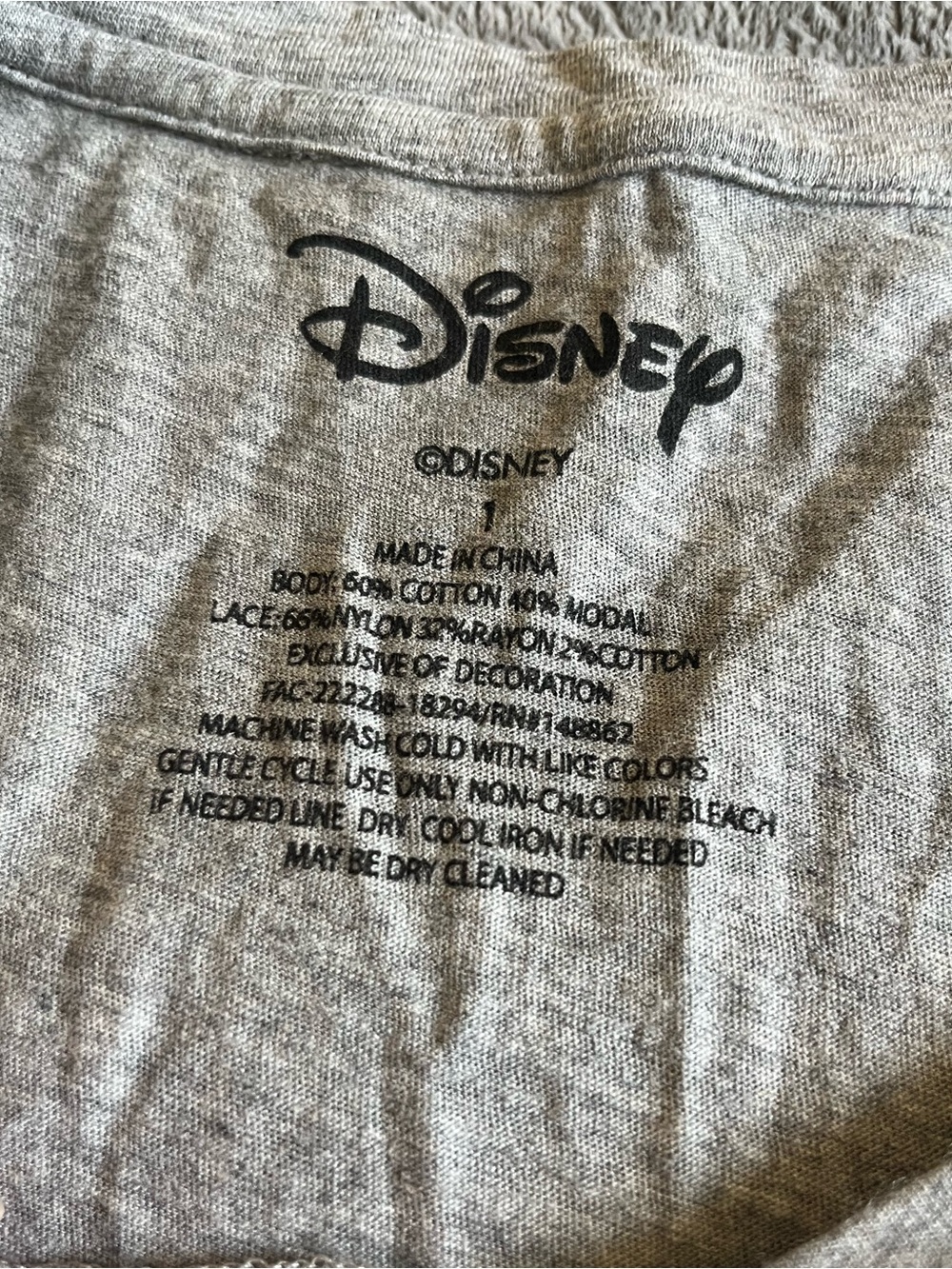 Torrid Disney Gray Tee with Black Mickey & Minnie Graphic and Lace Yoke size 1 - Picture 4 of 5